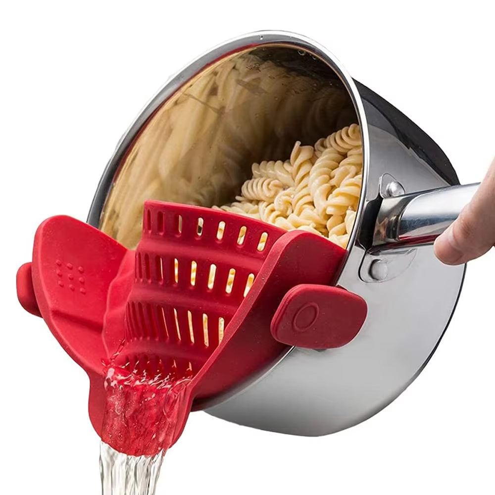 Silicone Kitchen Strainer Clip on Pots and Pans Drain Rack Pasta Noodle Vegetable Fruit Strainer Colander Kitchen Gadgets