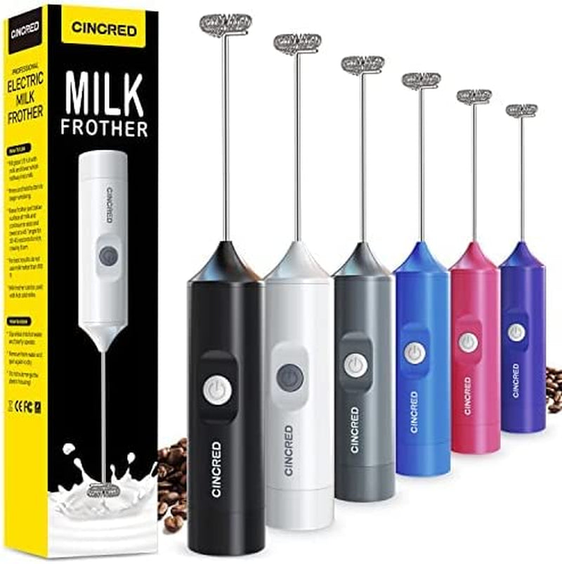 Milk Frother Wand- Powerful Milk Frother Handheld for Coffee, Electric Whisk, Foam Maker and Drink Mixer for Latte, Cappuccino, Frappe, and Hot Chocolate (White)