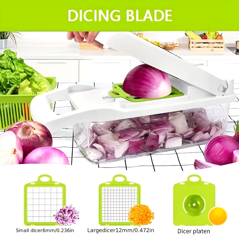 14/16 in 1 Multifunctional Vegetable Chopper Slicer Shredder with Basket Fruit Slicer Potato Shredder Carrot Grind Home Gadgets