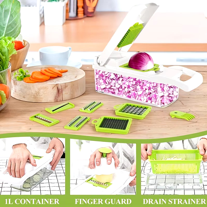 14/16 in 1 Multifunctional Vegetable Chopper Slicer Shredder with Basket Fruit Slicer Potato Shredder Carrot Grind Home Gadgets