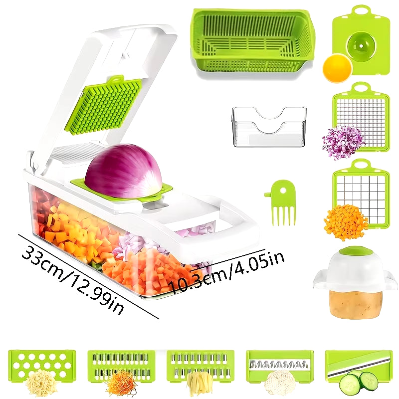 14/16 in 1 Multifunctional Vegetable Chopper Slicer Shredder with Basket Fruit Slicer Potato Shredder Carrot Grind Home Gadgets