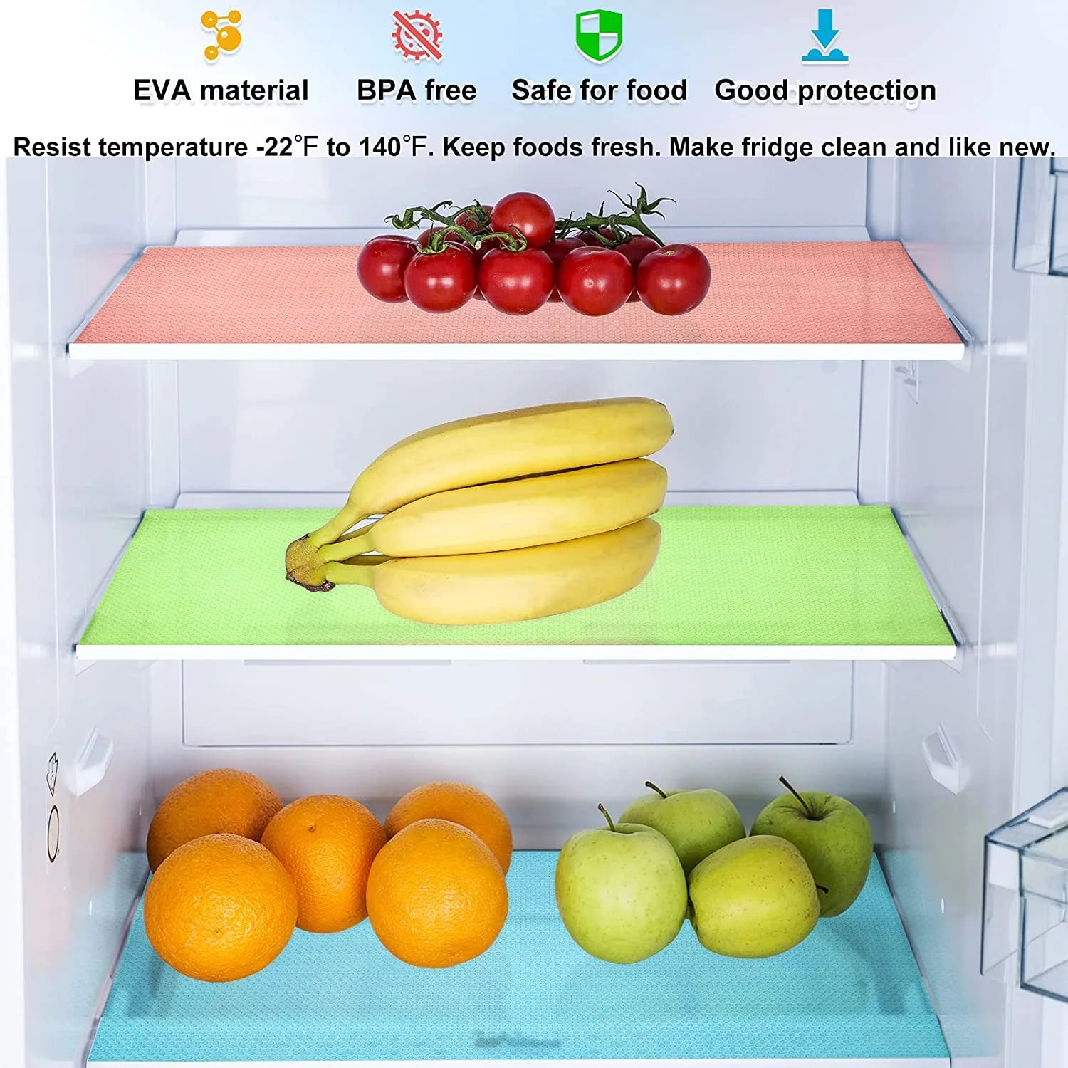 8Pcs Refrigerator Liners Mats, 12 X 17.7'' Fridge Shelf Liner Washable Waterproof