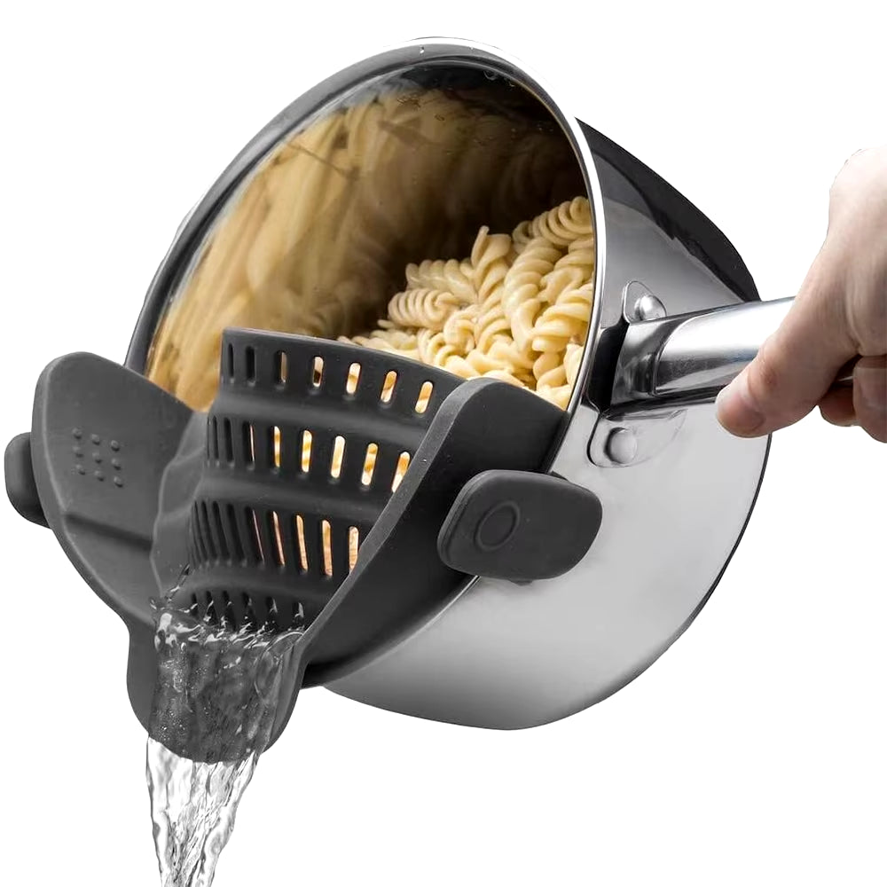 Silicone Kitchen Strainer Clip on Pots and Pans Drain Rack Pasta Noodle Vegetable Fruit Strainer Colander Kitchen Gadgets