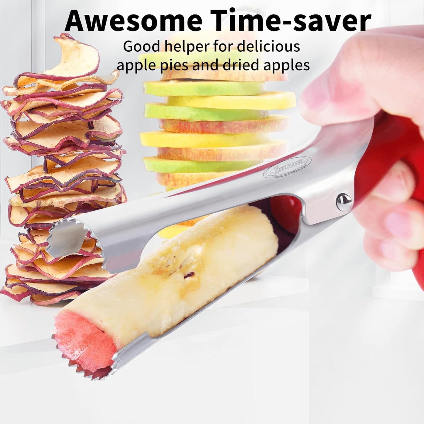 Apple Corer, Newness Premium Apple Corer Remover, Stainless Steel Apple or Pear Core Remover Tool for Home & Kitchen with Sharp Serrated Blade