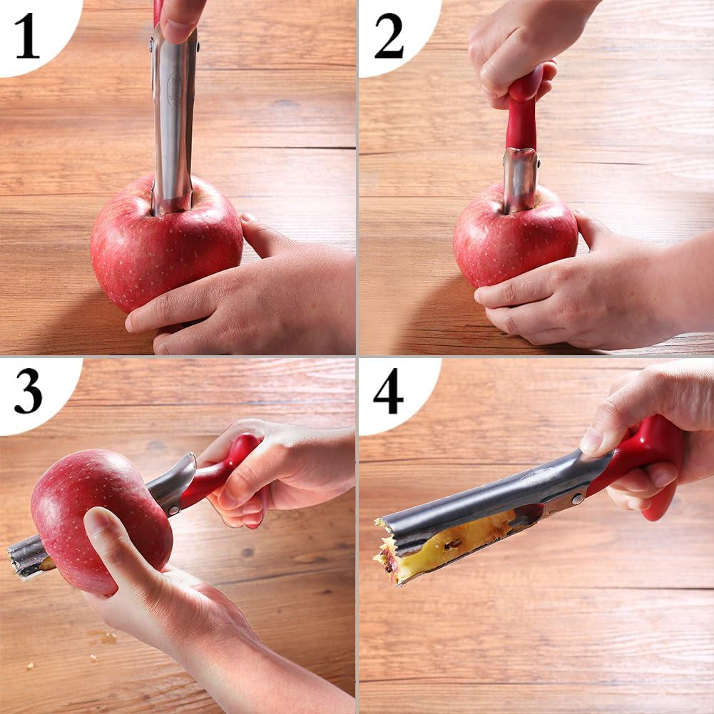 Apple Corer, Newness Premium Apple Corer Remover, Stainless Steel Apple or Pear Core Remover Tool for Home & Kitchen with Sharp Serrated Blade