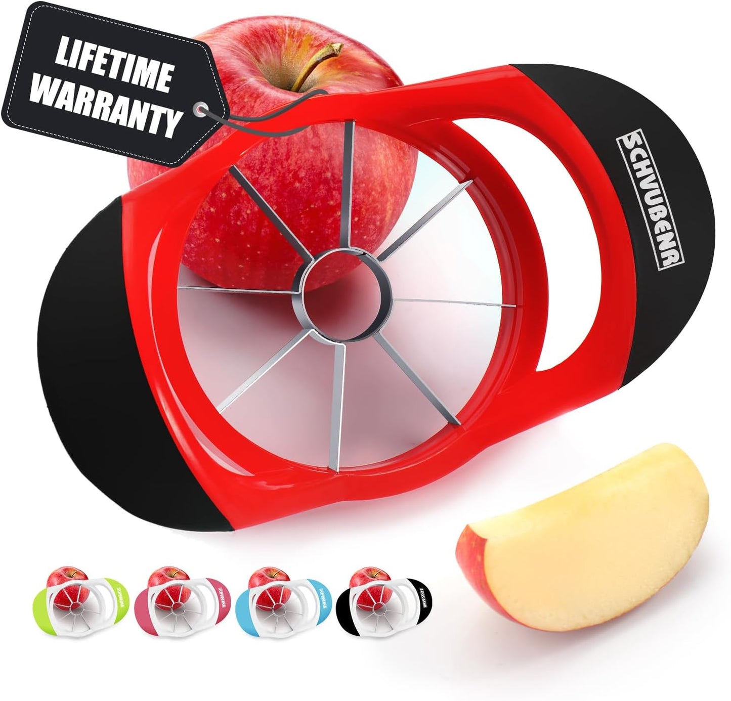 3.5 Inch Apple Slicer - Professional Apple Cutter - Stainless Steel Apple Corer - Super Sharp Apple Slicer and Corer - Apple Corer Tool with 8 Sharp Blades(Red)