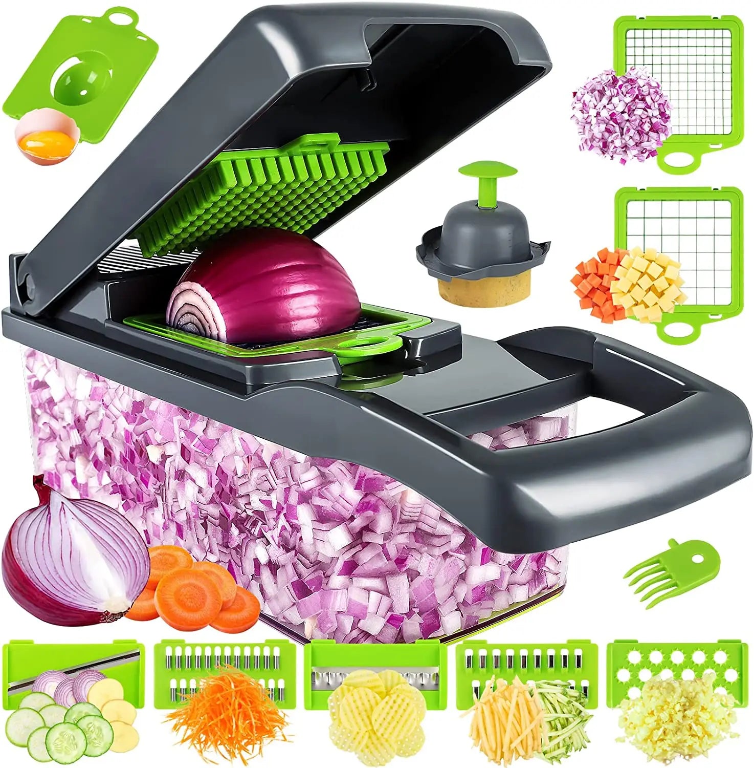 Fullstar Vegetable Chopper Spiralizer Vegetable Slicer Onion Chopper with Container