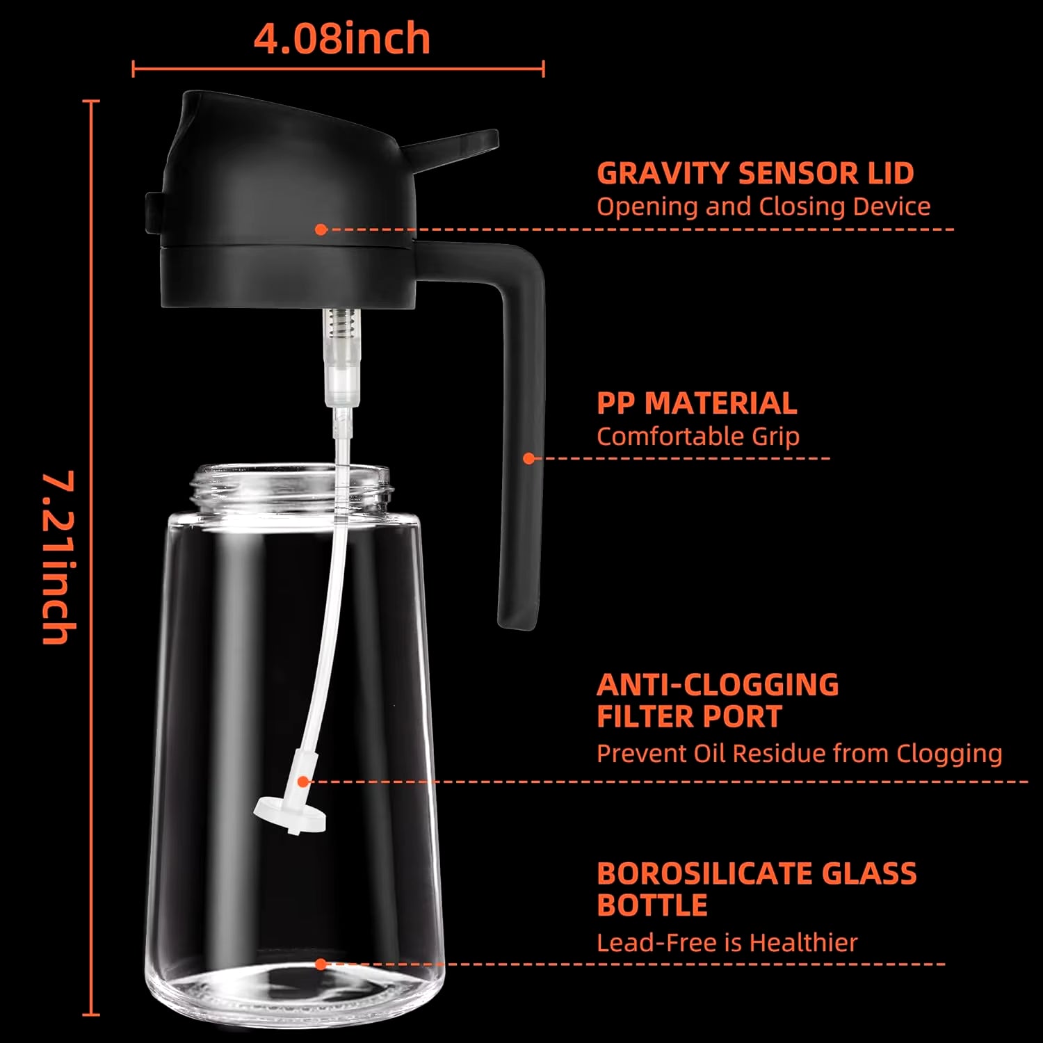 16Oz Oil Dispenser Bottle for Kitchen 2 in 1 Olive Oil Dispenser and Oil Sprayer for Cooking, Kitchen, Salad, Barbecue