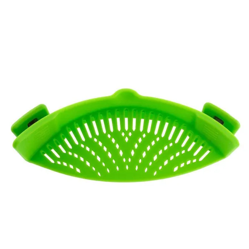 1Pc Clip on Strainer Silicone for All Pots and Pans, Pasta Strainer Clip on Food Strainer for Meat Vegetables Fruit Silicone Kitchen Colander