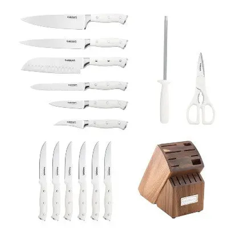 Open Box - Cuisinart Classic 15Pc White Triple Rivet Knife Block Set