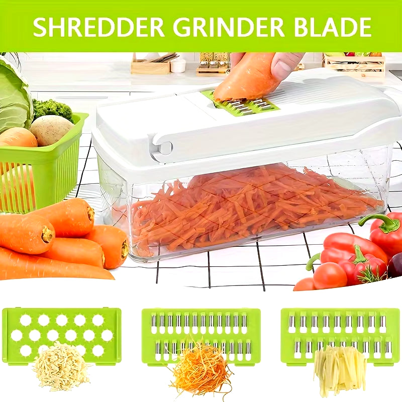 14/16 in 1 Multifunctional Vegetable Chopper Slicer Shredder with Basket Fruit Slicer Potato Shredder Carrot Grind Home Gadgets