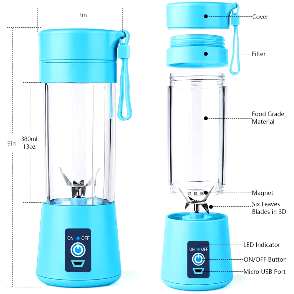 Portable Blender 2 Blade Cutter USB Mixer Electric Juicer Machine Smoothie Blender Mini Food Personal Handheld Mixer