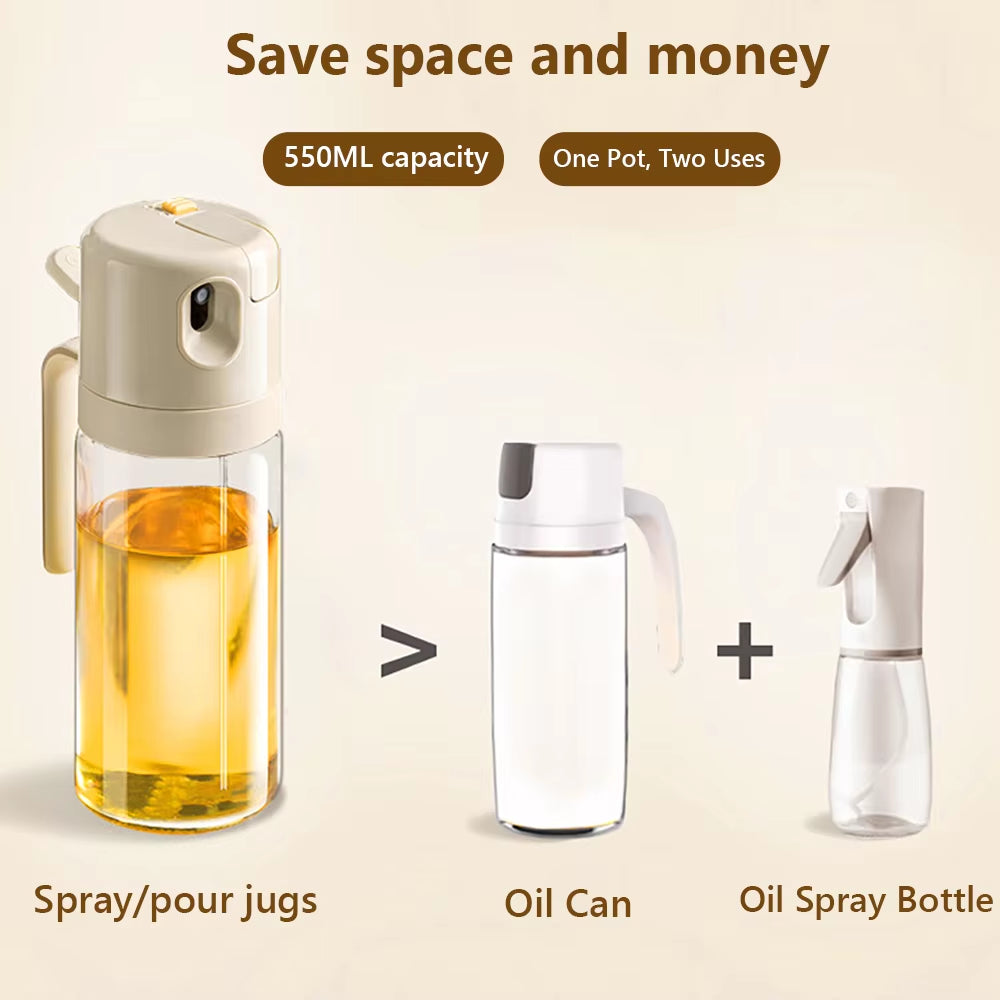 550ML Oil Sprayer Bottle BBQ Cooking 2 in 1 Oil Dispenser Olive Oil Pourers Sprayer Kitchen Baking Oil Mister Vinegar Bottle