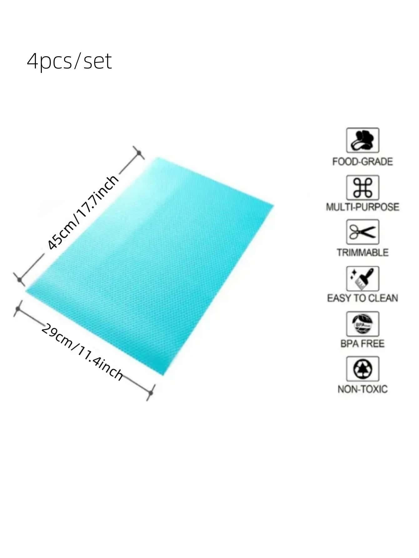 4Pcs Blue Refrigerator Liners Mats Washable, Refrigerator Mats Liner Waterproof Oilproof, Fridge Liners for Shelves, Cover Pads for Freezer Glass Shelf Cupboard Cabinet Drawer, Home Decoration, Christmas Gifts, Home Gifts, Room Decoration, Black Friday