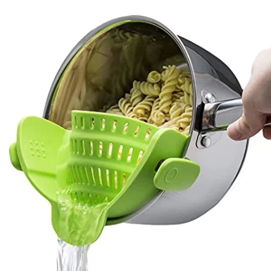 Silicone Kitchen Strainer Clip on Pots and Pans Drain Rack Pasta Noodle Vegetable Fruit Strainer Colander Kitchen Gadgets