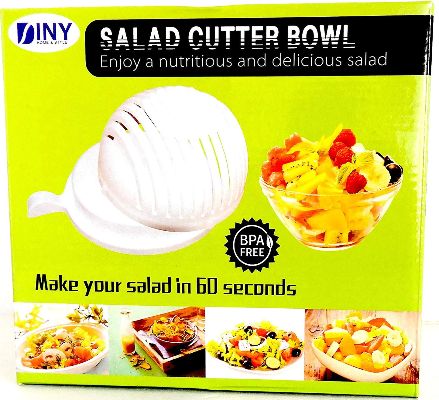 Quick Salad Maker Chopper Salad Cutter Bowl Swiftly Dice Fruits & Vegetables, Bpa-Free Healthy Meals and Salads in Minutes Multi-Functional (White)