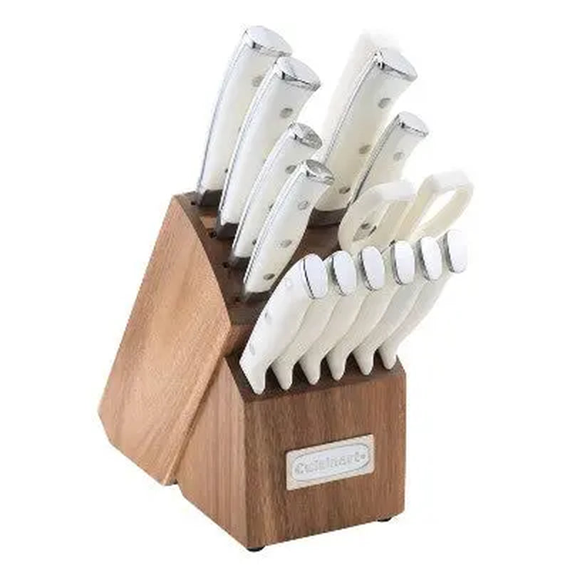 Open Box - Cuisinart Classic 15Pc White Triple Rivet Knife Block Set