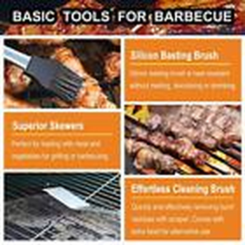 31PCS BBQ Grill Accessories Set, Heavy Duty BBQ Tools Set for Men & Silver