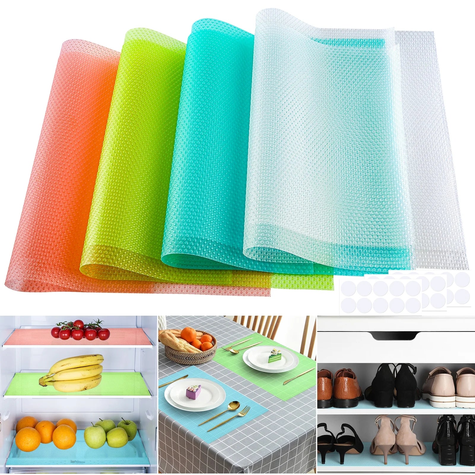 8Pcs Refrigerator Liners Mats, 12 X 17.7'' Fridge Shelf Liner Washable Waterproof