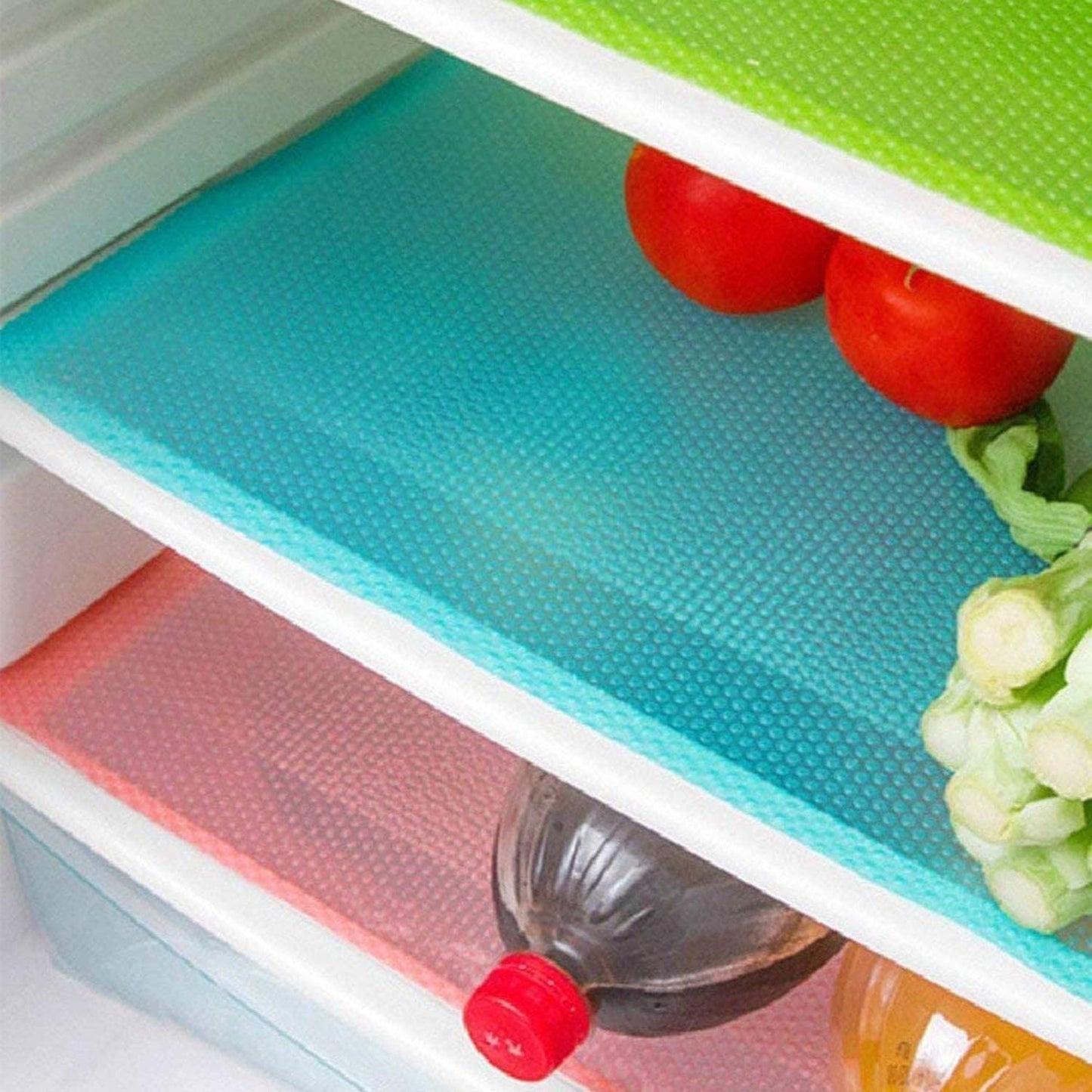 8 PCS Refrigerator Shelf Liners Mats 11.4 Inches X 17.7 Inches, Waterproof Washable Fridge Shelves Pads, Kitchen Cabinets, Drawer, Table Placemats, 2 Clear, 2 Green, 2 Pink, 2 Blue