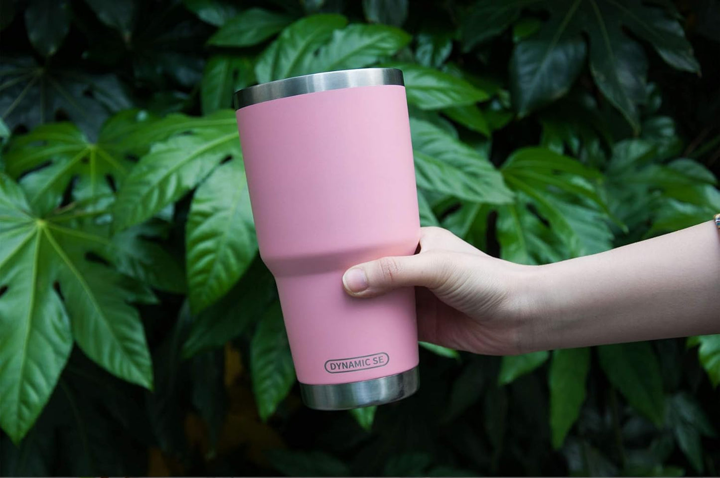 30Oz Tumbler Double Wall Stainless Steel Vacuum Insulated Travel Mug with Splash-Proof Lid Metal Straw and Brush (Pink)